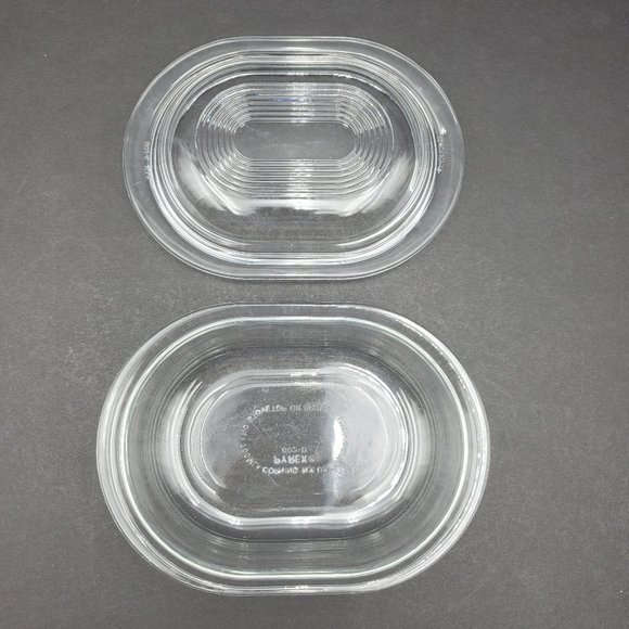 Pyrex Clear Glass Oval Refrigerator Dish w Ribbed Lid 602-B 700 ml 24 oz - Picture 5 of 12